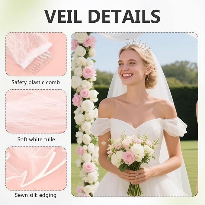 MVVM Bride Sash and Bachelorette Sashes Set | 3-Piece Bridal Headband - Image 4