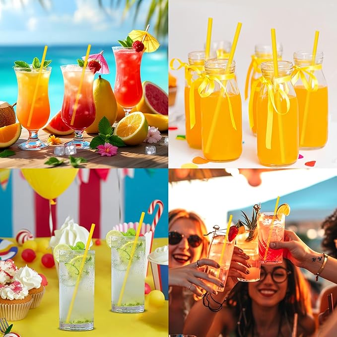 Solid Yellow Disposable Paper Drinking Straws 7.75 inch 100 Counts - Image 7