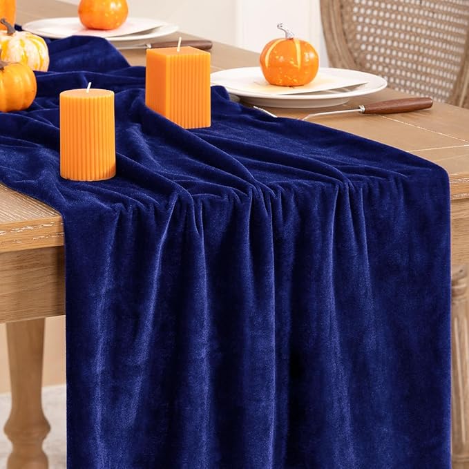 Royal Blue Velvet Table Runner 3 Pack Fall Thanksgiving Table Runners 20 x 120 by DeZerlor