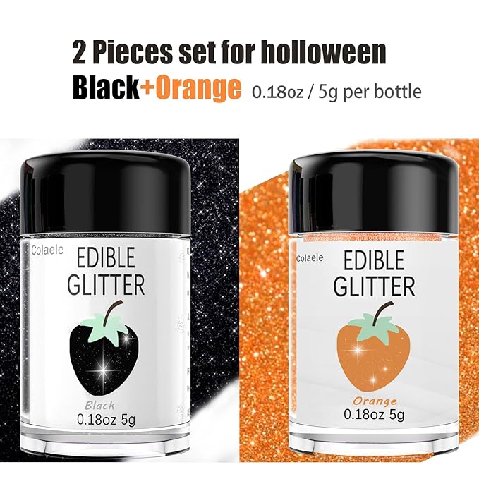 Orange Edible Glitter Black Glimmer Powder - Image 3