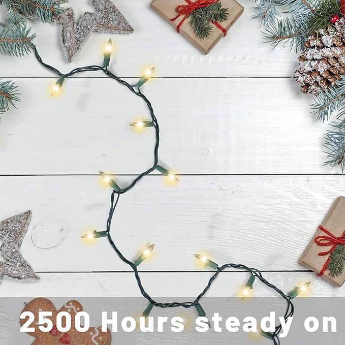 Christmas Lights for Tree 20Ft 100 Count Mini Lights Green Wire Christmas Tree - Image 3