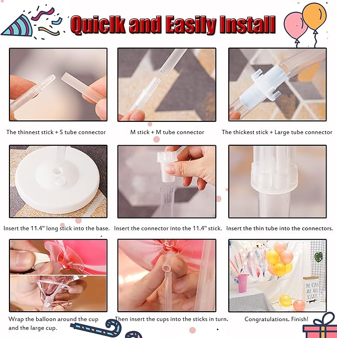Balloon Column Kit for Floor- Balloon Stand kit set of 2, - Image 5