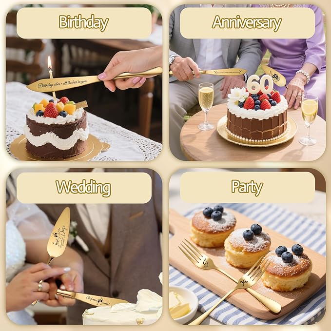 Personalized 4 Piece Wedding Cake Cutting Set, Custom Names Cake Knife and - Image 7