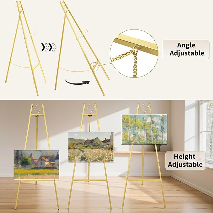 GRENTY 2 Pack Gold Easel Stand for Wedding Signs – No Assembly Needed, Heavy - Image 5