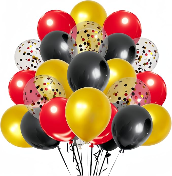 300 Pack Red Black and Gold Balloons 12 Inch Red Black Gold Confetti Balloon by ZWZLIULIAN