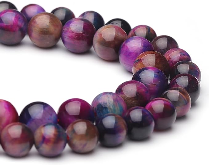 6mm Natural Stone Beads for Jewelry Making, Galaxy Tiger Eye Polished Smooth - Image 2