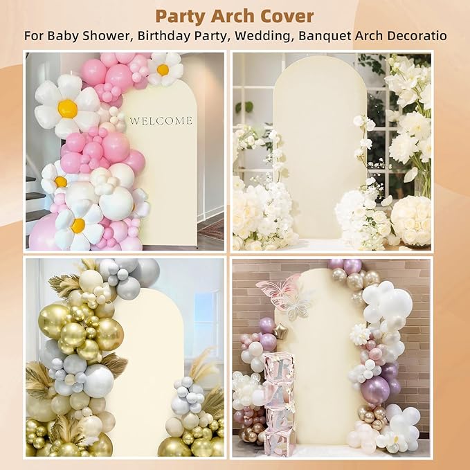 HEMMOTOP Light Beige Arch Backdrop Cover, 6 ft Spandex Arch Covers Stretchy - Image 7