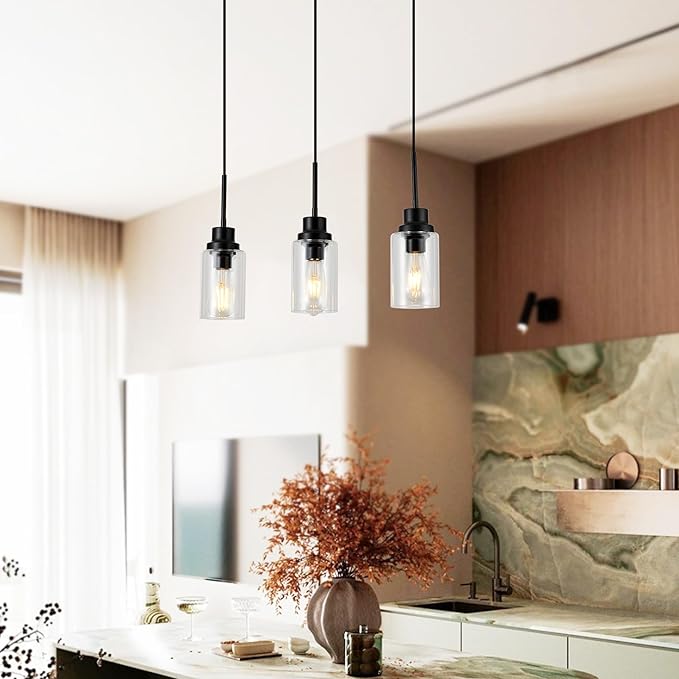 3-Lights Pendant Light Fixtures, Modern Black Kitchen Island Lighting - Image 5