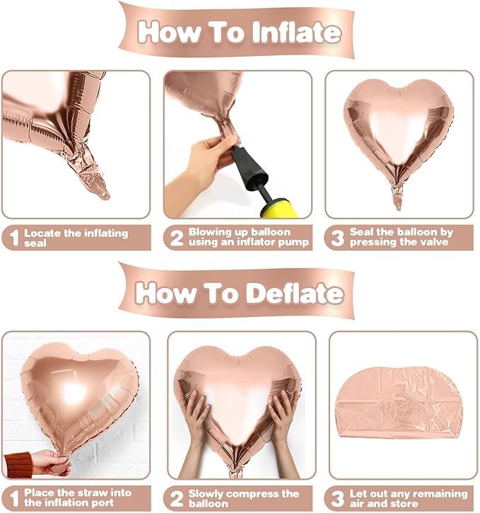 Rose Gold Pink Heart Balloons - Image 3