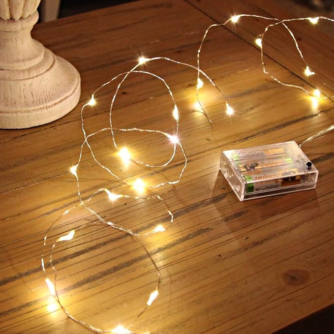 ANJAYLIA 33Ft LED Fairy Lights Battery Operated String Lights 100 LED Firefly - Image 3