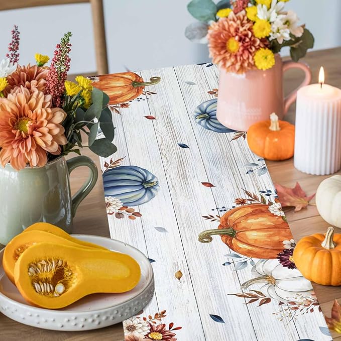 Thanksgiving Fall Cotton Linen Table Runner - Image 4