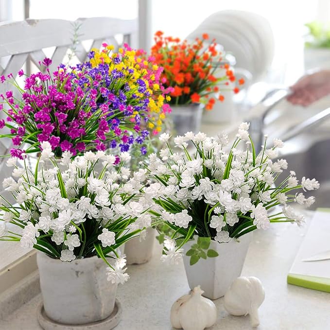 10 Bundles Artificial Flowers Outdoor UV Resistant Fake Plants Indoor Outside - Image 4