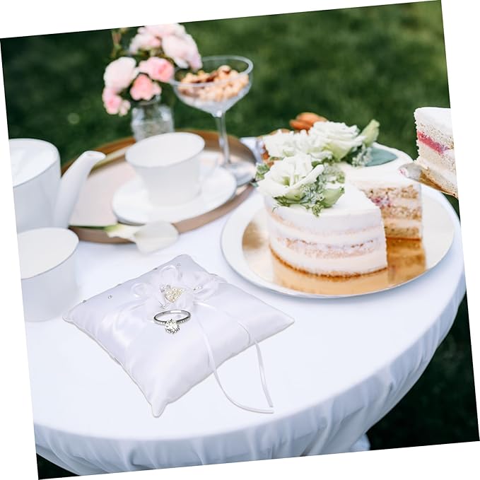 Decorative Pillows Pearl Ring Ring Pillow Wedding Ring Bearer Pillow Set - Image 6