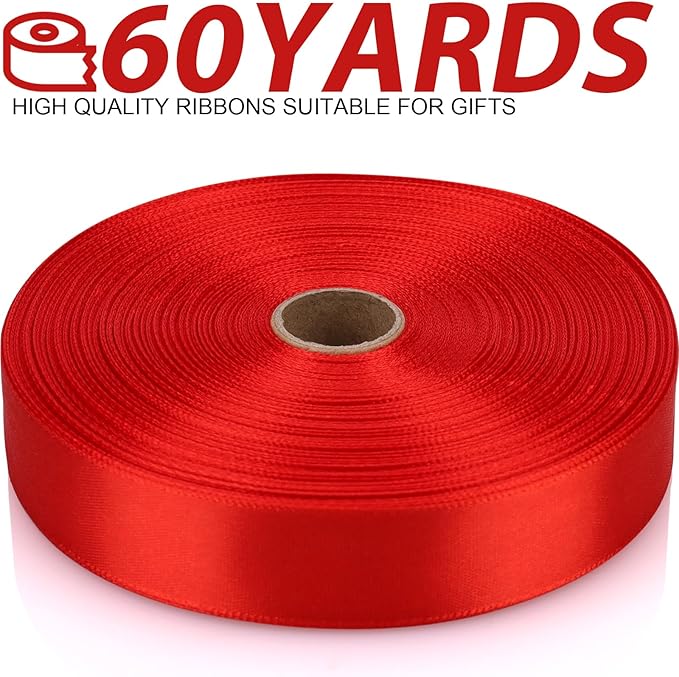 Red Ribbon 7/8 Inch 60 Yards Satin Craft Ribbon-Single Face Polyester Ribbon - Image 2