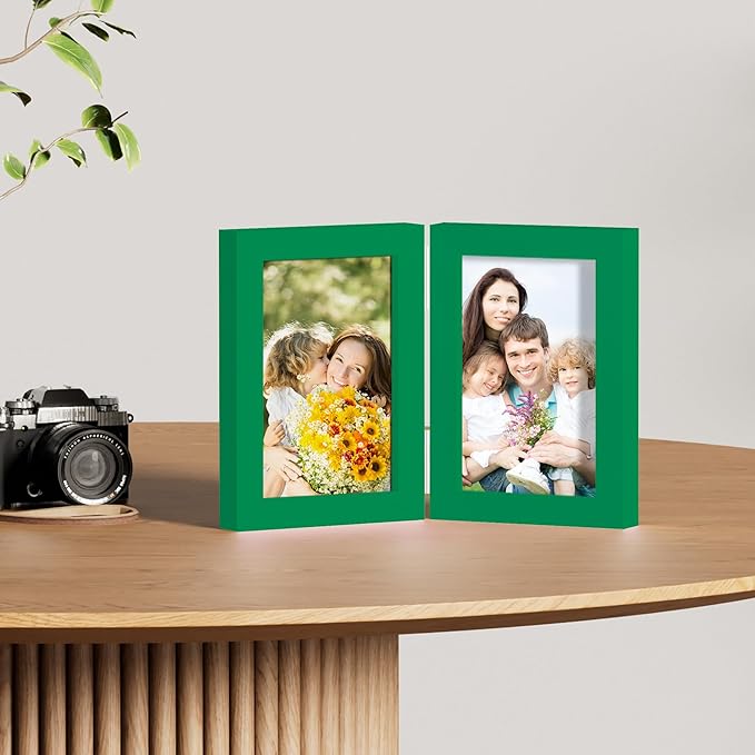 decorUhome Double 4x6 Picture Frame Vertical, Engineered Wood Bifold Photo Frame - Image 5
