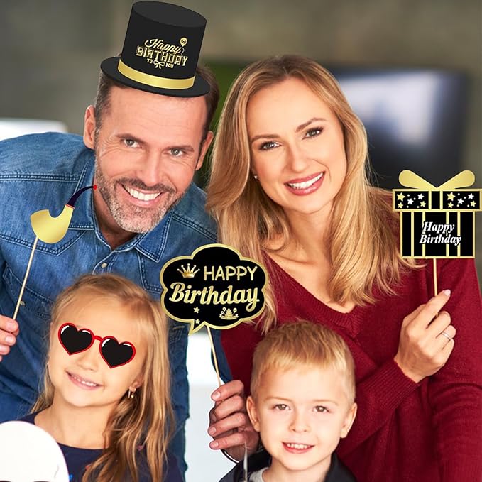 34pcs Birthday Party Photo Booth Props Kit, Favors Supplies - Image 4