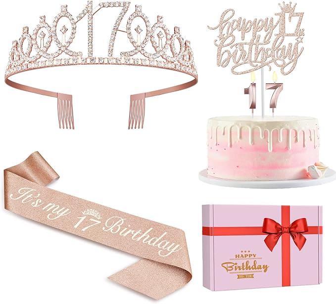 17th Birthday Decorations for Girls Including Birthday Girl Sash, Numeral by JueslyBirthdayParty