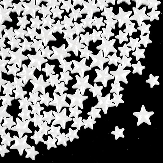 White Star Sprinkles for Cake Decorating, Edible Star Candy, 150g/5.29oz Mix by Joyvitas