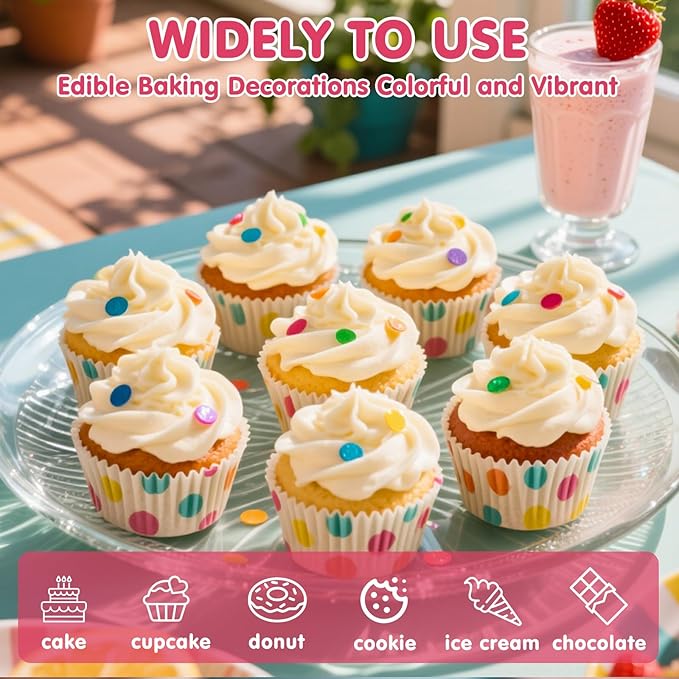Edible Confetti Sprinkles, Colorful Round Cake Decoration - Image 4