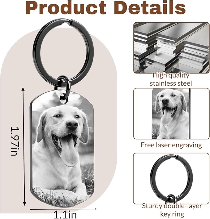 Custom Dog Memorial Photo Keychain Personalized Sympathy Gifts - Image 3
