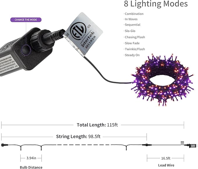 300 LED Halloween String Lights, 98.5FT - Image 6