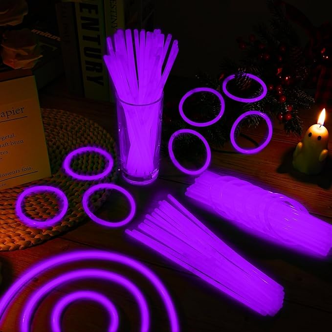 200 Pack 8'' Glow Sticks Bulk Party Favors Purple Light Up Sticks - Image 4