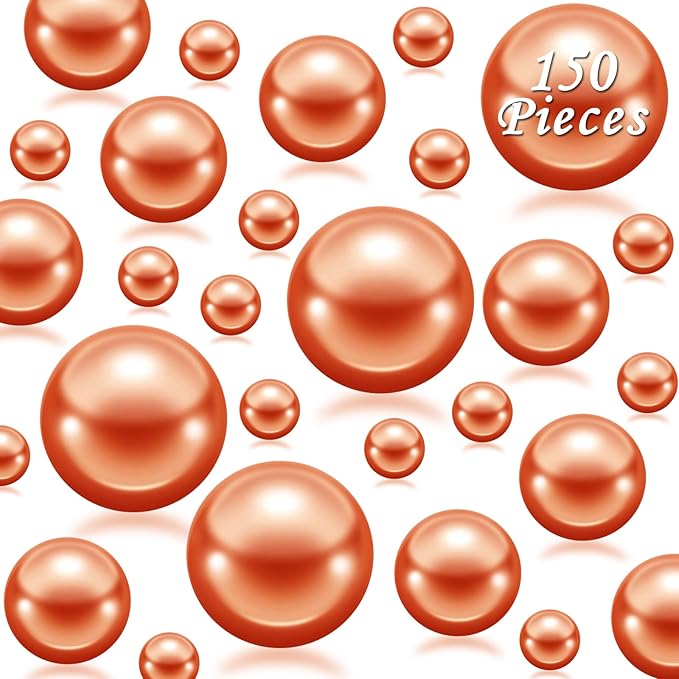 150Pcs Orange Polished No Hole Faux Pearl Beads by Cusmation