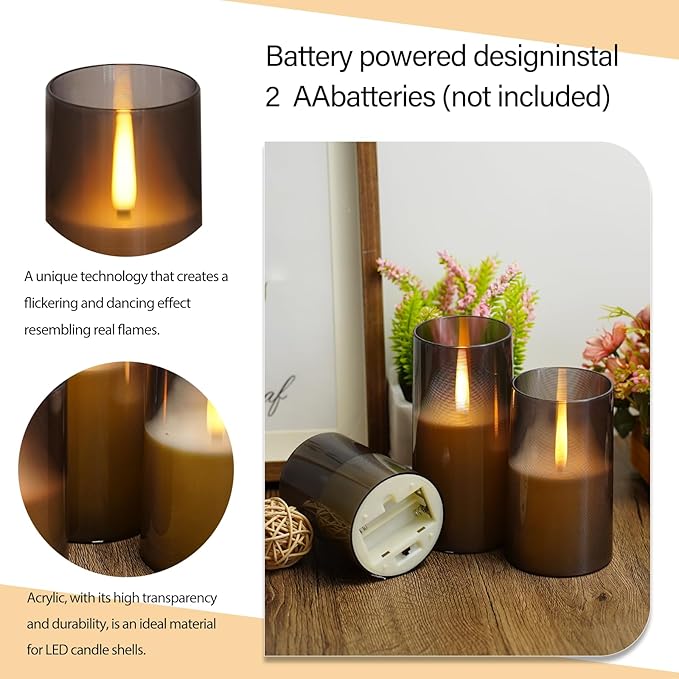 Flameless LED Candles, Upgraded Realistic Flickering Pillar Battery Operated - Image 3