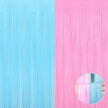 4 Pack Macaron Pink Blue Foil Fringe Curtain Backdrop, 3.28Ft x 8.2Ft Metallic by Unknown