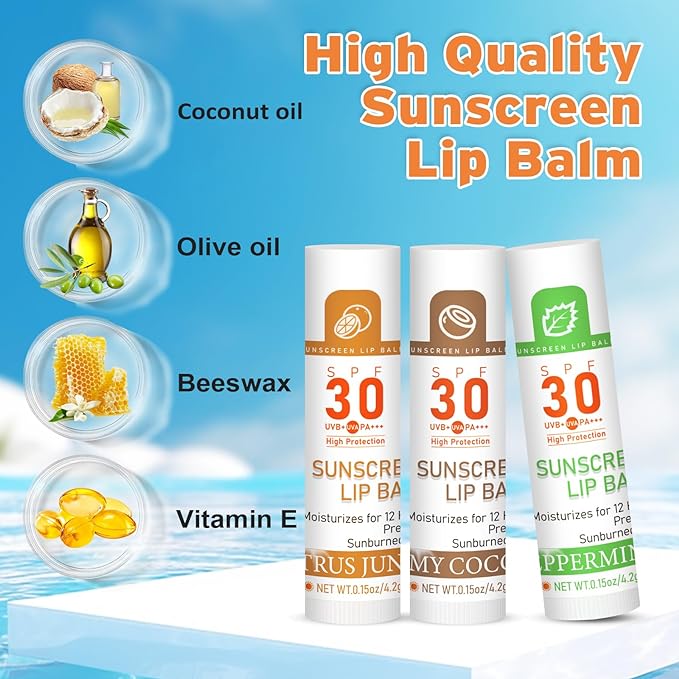 SPF 30 Lip Balm with Sunscreen, 8 Pack - Image 2
