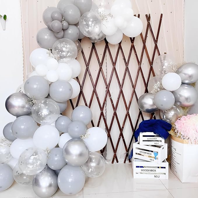 90pack Gray Balloons Different Size 18/12/10/5 Inch Pastel Grey Balloon Garland - Image 7