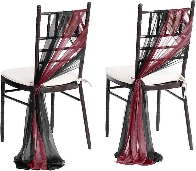 Ling's moment Wedding Chiffon Chair Sashes Cover Aisle Decorations Draping by LingsMoment