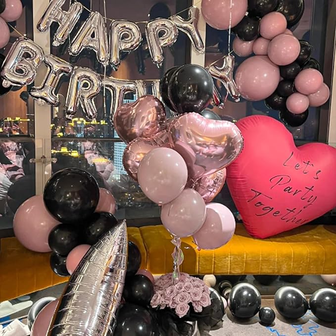 Paready Pink and Black Balloons - Image 3