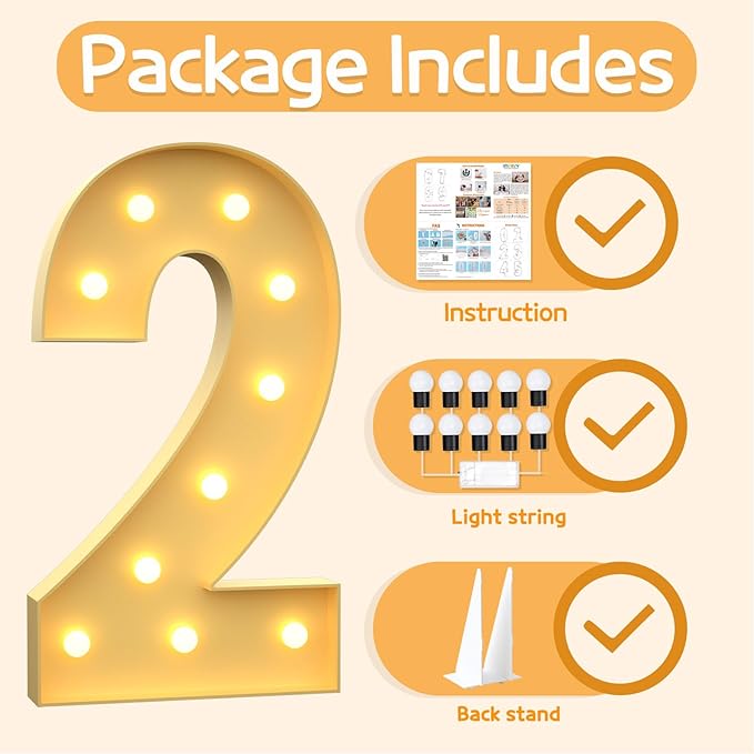 Marquee Numbers 4 Feet Tall Large Light Up Numbers 2nd 12th 21st Two Fast - Image 5