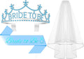 3Pcs Bride to Be Crown with Sash and Veil by Papoopy