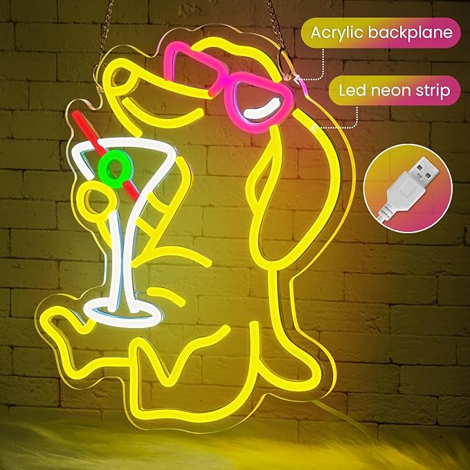 Dachshund Neon Sign Dog with Cocktail, Dachshund LED Neon Wall Light - Image 2