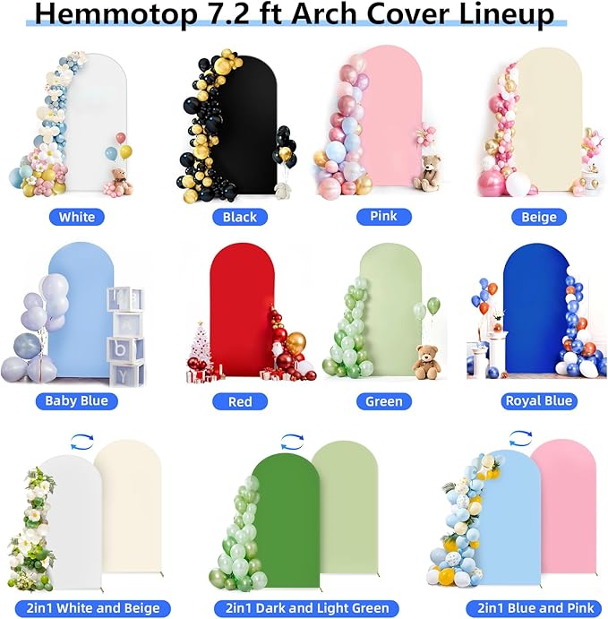 Hemmotop 7.2 ft Arch Backdrop Cover, Fabric Stretchy Background - Image 9