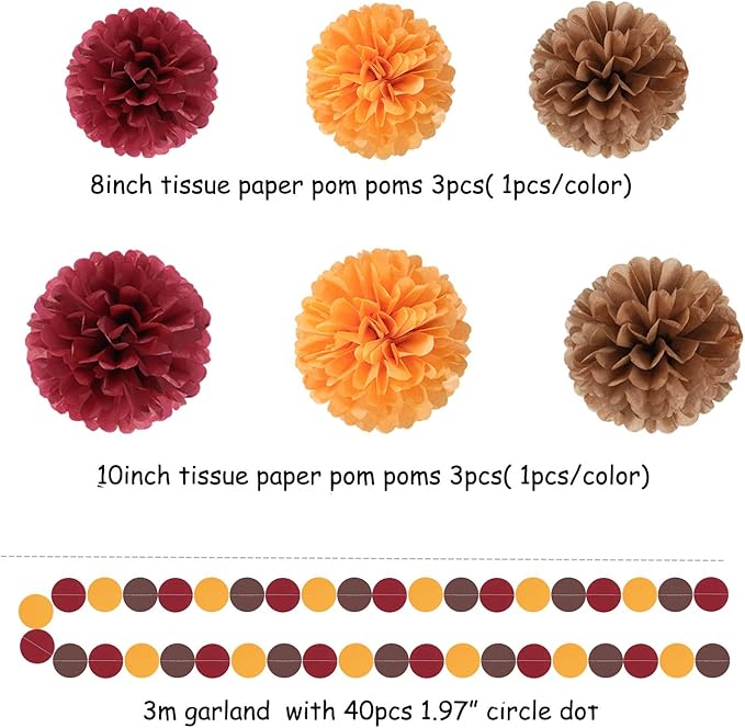 Brown Burgundy Orange Party-Decorations - Image 2