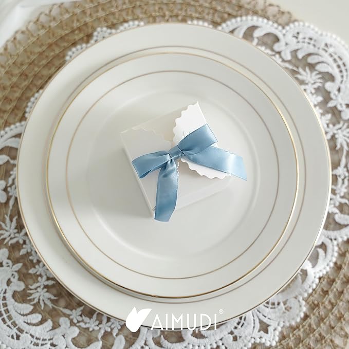 AIMUDI Dusty Blue Bows for Gift Wrapping Premade Satin Bows for Wedding Decor - Image 6