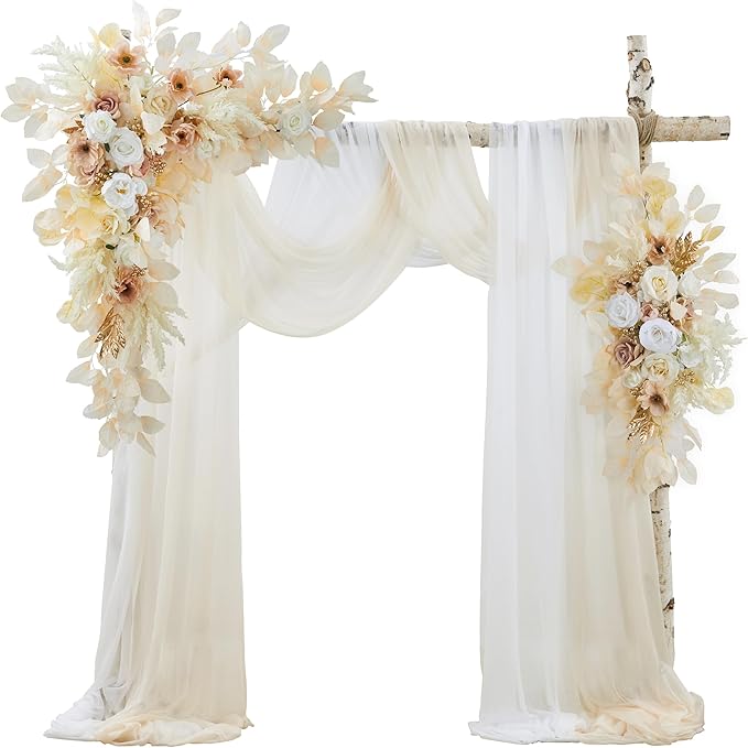 Wedding Arch Flowers with Drapes Kit by WEDFLOR