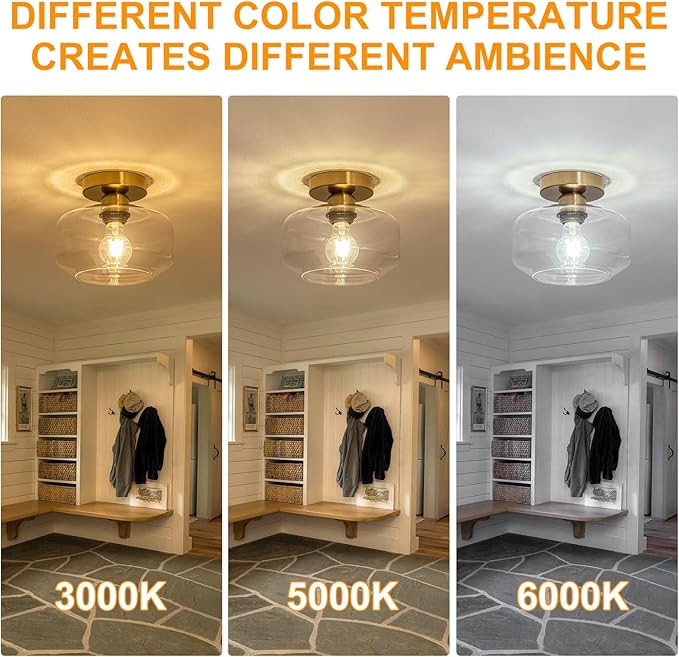 Golden Semi Flush Mount Ceiling Light - Image 8