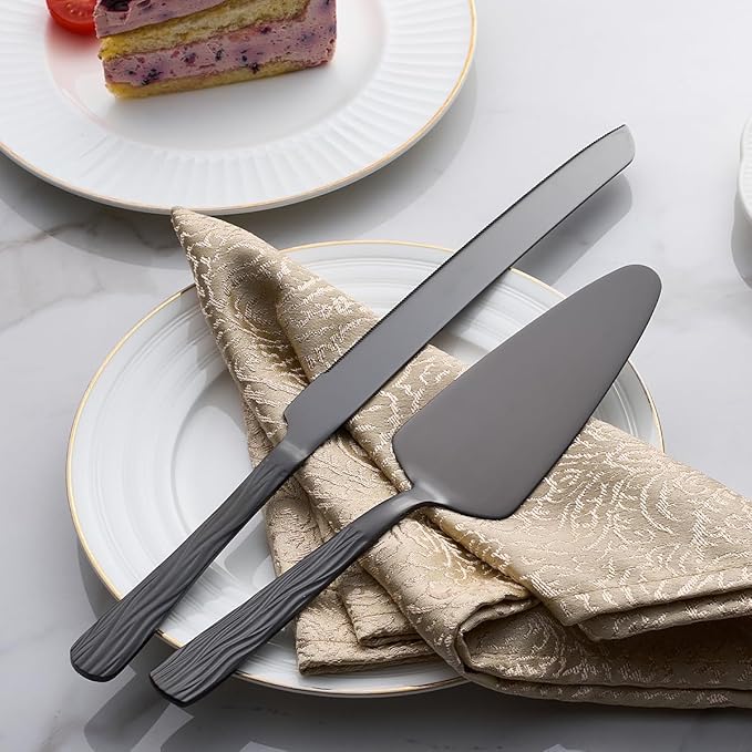 Black Cake Cutter Set, Stainless Steel Cake Cutting Utensils Include 13-inch - Image 4