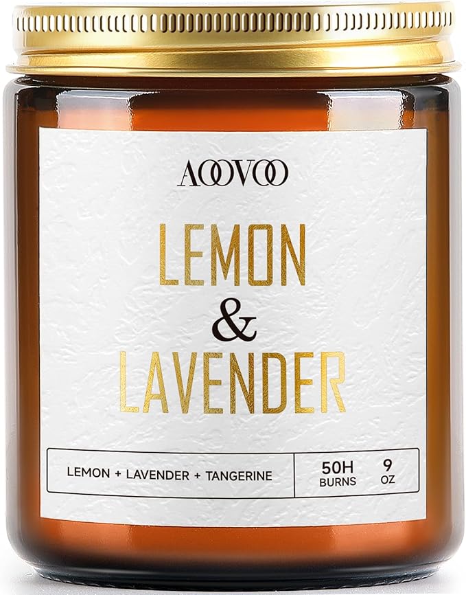 AOOVOO Lemon Lavender Scented Candle by AOOVOO
