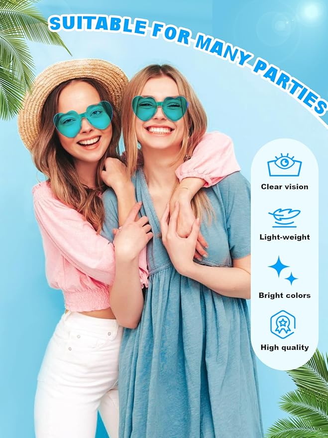 12 Pairs Heart Shaped Sunglasses - Image 3