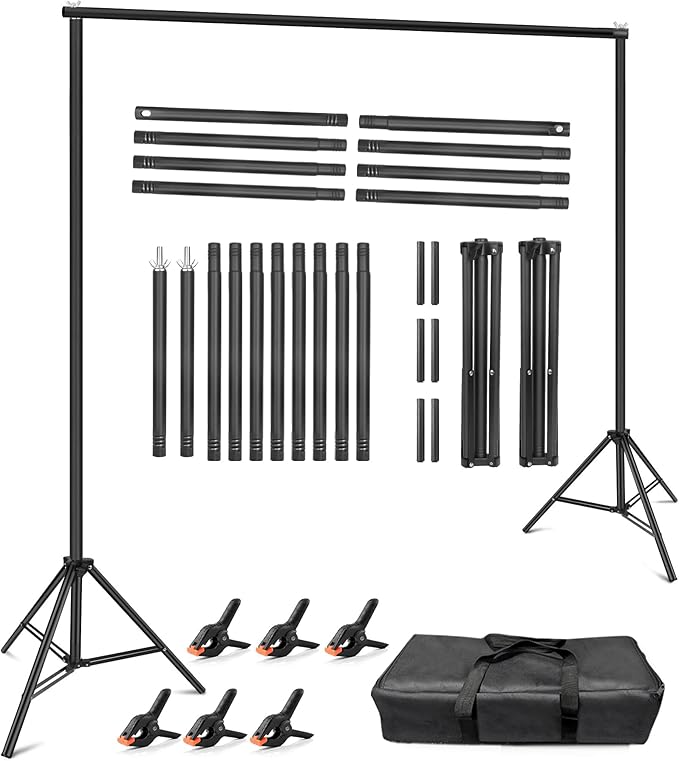 Hemmotop Backdrop Stand 10x8ft, Heavy Duty Photography Background Stand by Hemmotop