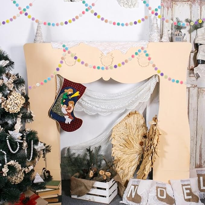 2 Pcs Pom Pom Garland 9.8 Feet 30 Balls Felt Ball Garland Pastel Ball Banner - Image 3