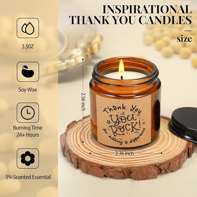 Roowest 10 Jars Thank You Gift Candles 3.5 oz Employee Appreciation Gifts Bulk - Image 2