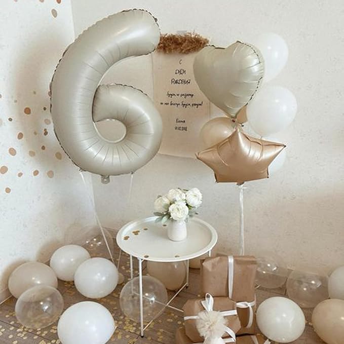 40 Inch Cream White Number 6 Balloon - Image 4
