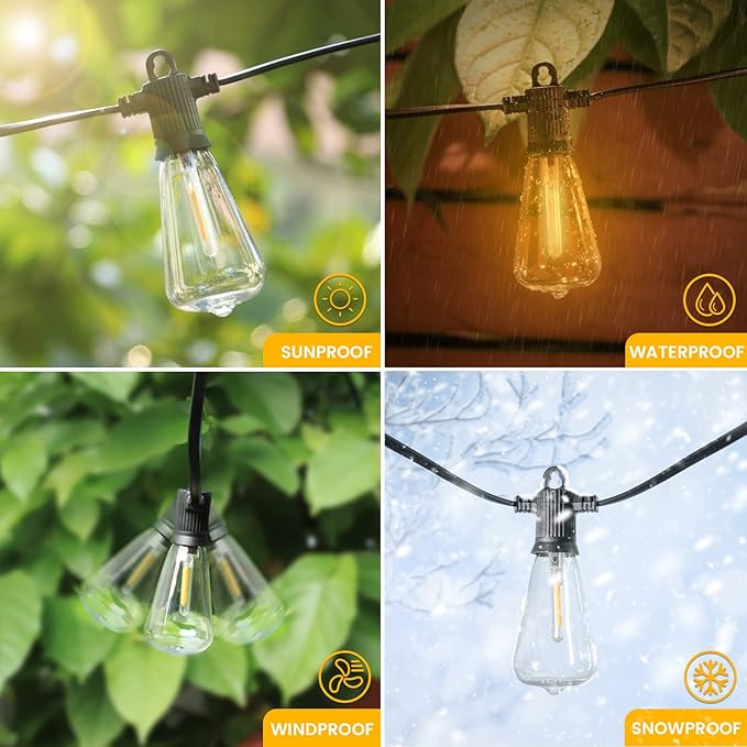 100FT Outdoor String Lights, LED Patio Lights - Image 2