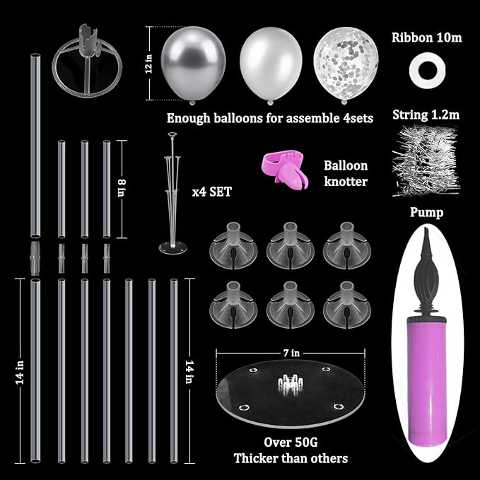 Silver Balloon Stand Centerpiece Table Decorations - Image 2